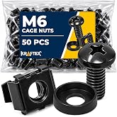 M6 Cage Nuts, Screws and Washers [Size: M6 x 16mm 50 Pack] Rack Mount Screws Hardware for use with Network and Server Rack Accessories, Routers, Cabinets and Enclosures.