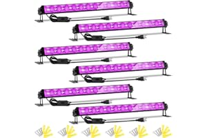 TIGQIANG 42W 6 Pack LED Black Light Bar, Blacklight Light Up to Lagre Area with 6ft Cable+Switch+Plug, Glow Party Light Supply for Halloween, Fluorescent Poster, Body Paint, Birthday,Classroom, Bedroom