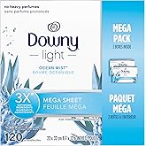 Downy Light Mega Dryer Sheets, Fabric Softener Dryer Sheets, Ocean Mist, 120 Count