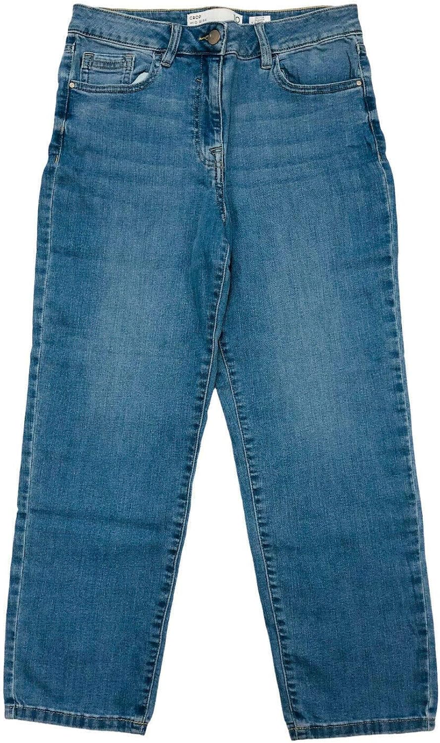 Ladies Jeans Cropped 3/4 Length Womens Mid Rise Cotton Elastane Ex