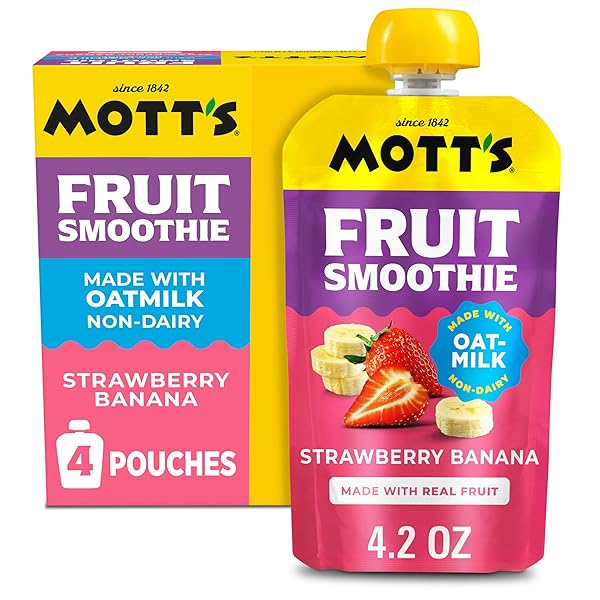MOTT’S FRUIT SMOOTHIES STRAWBERRY BANANA, 4.2 OZ CLEAR...