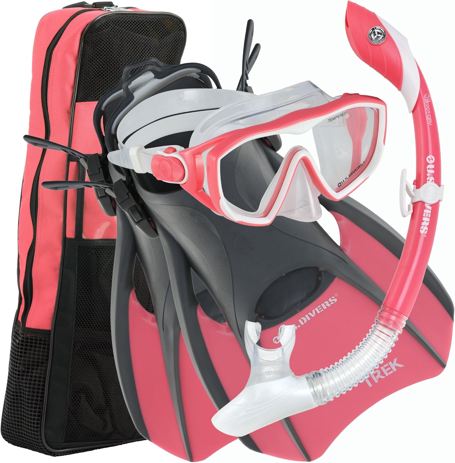 U.S. Divers Diva Women Snorkel Set, Ladies Silicone Mask, Trek Travel