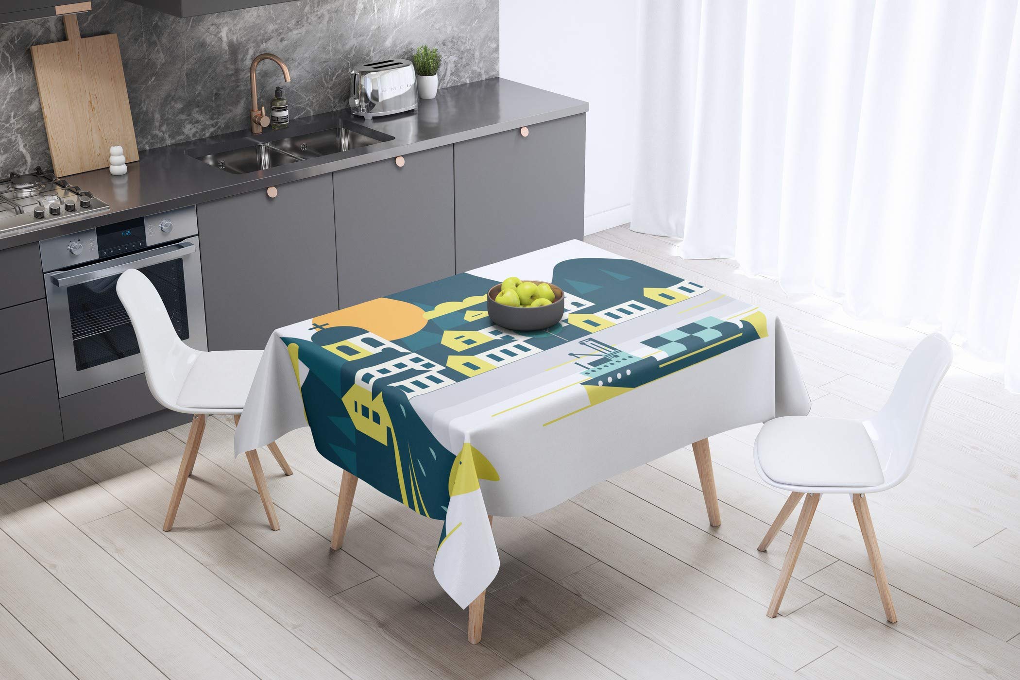 Bonamaison Kitchen Decoration, Tablecloth, 140cm x 140cm - Designed and Manufactured in Turkey