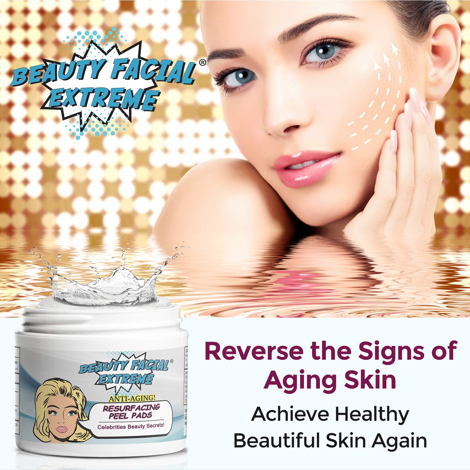 Anti Aging Resurfacing Chemical Peel Pads- Contains Lactic Acid, Salicylic Acid & Glycolic Acid for Face & Body. Repairs Fine Lines, Wrinkles, Dark Spots, Pores, Scars & Uneven Skin Tone.: Beauty