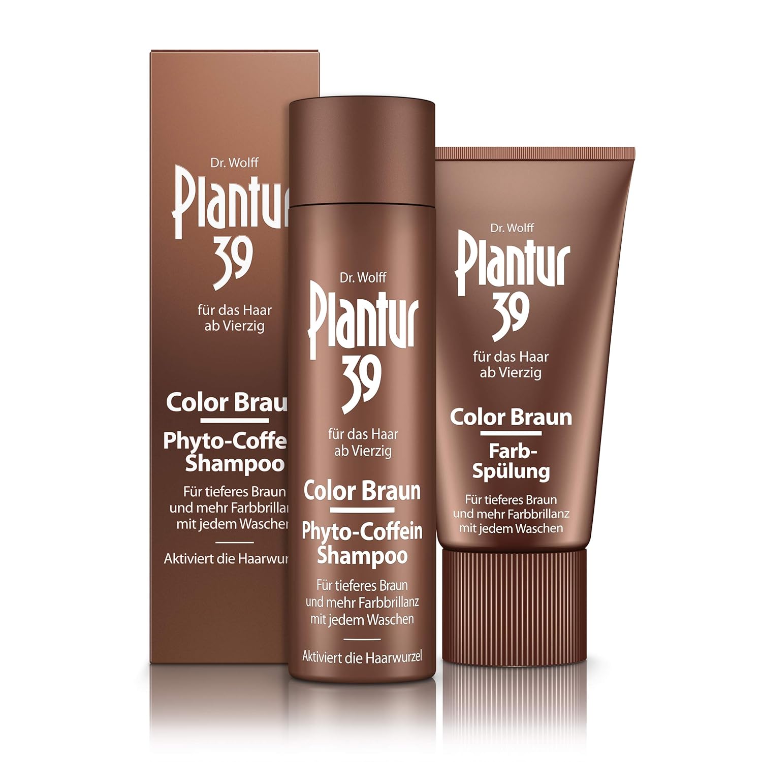 Plantur 39 Phyto caffeine shampoo, colour brown, 250 ml plus conditioner 150 ml, for deeper