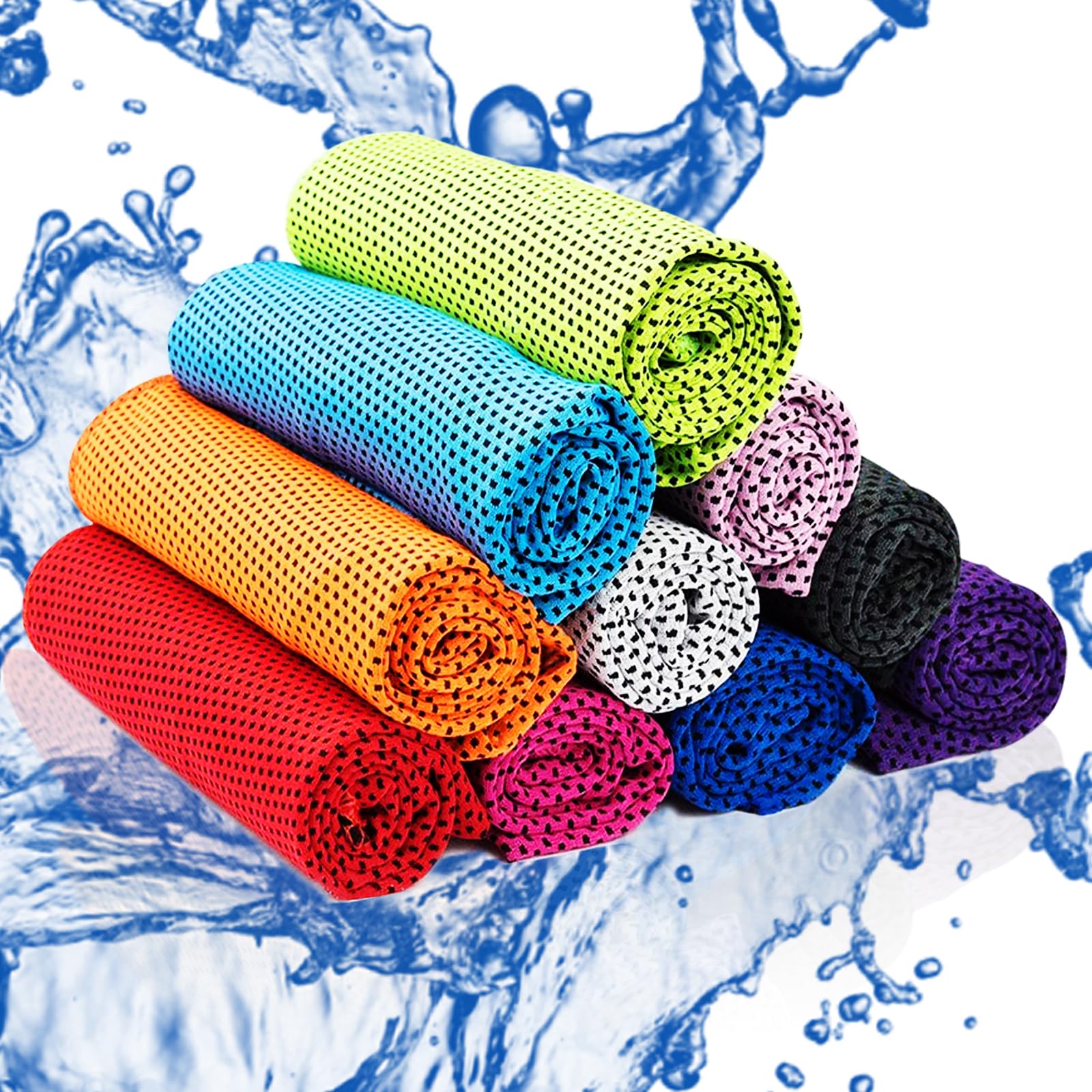 Yisscen 10pcs Cooling Towel, Cooling Towel, Ice Towel, Gym Towel, Quick Dry Sports Towel, for Fitness, Sports, Travel, Yoga