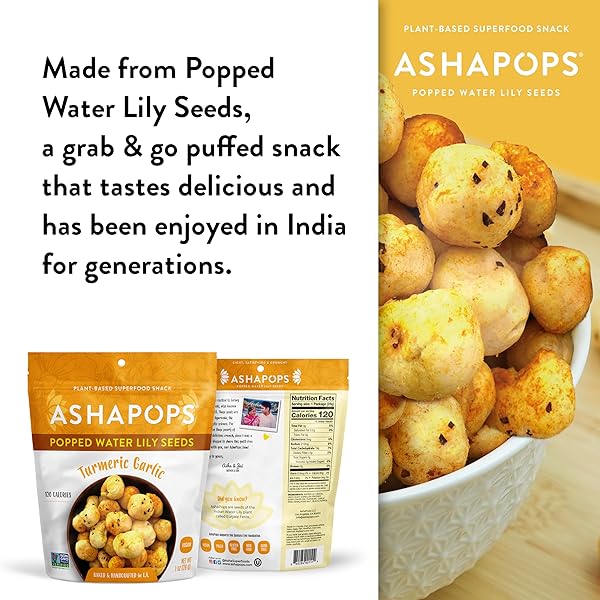 ASHAPOPS TURMERIC GARLIC POPPED WATER LILY SEEDS, 1 OZ