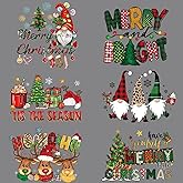 Christmas Iron On Transfers for T-Shirts Christmas Heat Transfer Vinyl Stickers Decals DIY T-Shirts