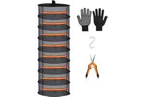 Desy & Feeci Herb Drying Rack-2ft Diameter 8 Layer Folding Mesh Hanging Basket Dryer Net with Zippers for Seeds Flowers Buds Plants Garden Outdoor Bumper Harvest(D24xH31 inch)