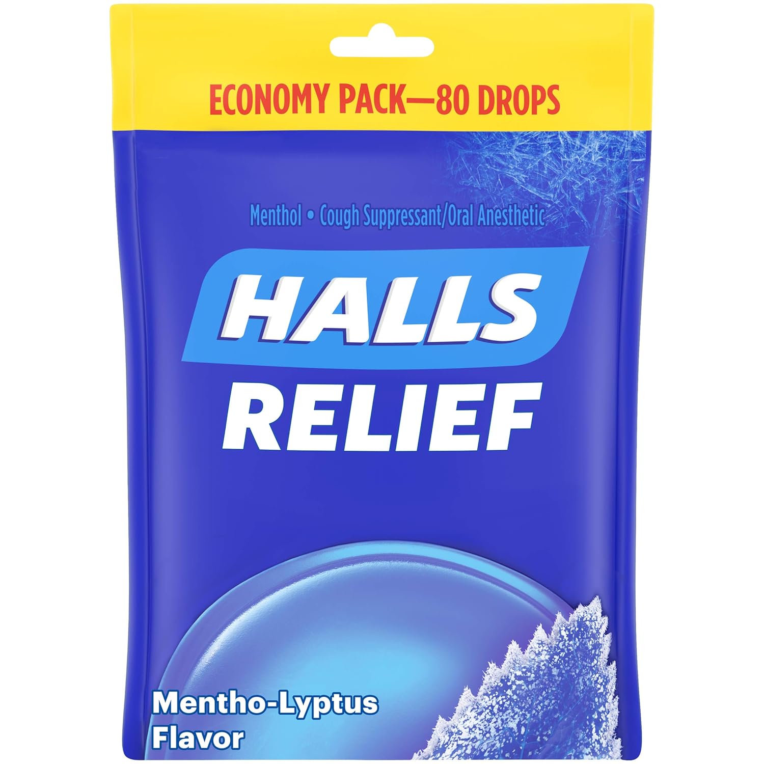 HALLS Relief Mentho-Lyptus flavor Cough Drops, 1 Bag (80 Total Drops): Prime Pantry
