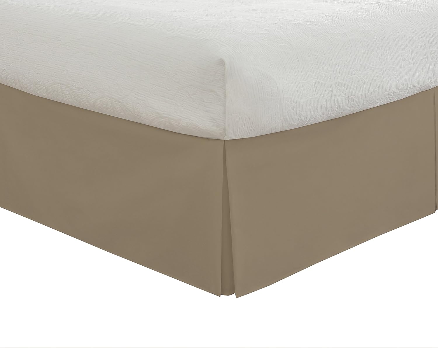 Lux Hotel Bedding Tailored Bed Skirt, Classic 14” Drop Length, Pleated Styling, Cali King, Mocha