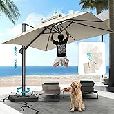 HOTEEL10x10ft Patio Umbrella Cantilever Umbrellas Double Top - Upgrade and Intensify - 360 Rotation and 5 Angles Adjustment -