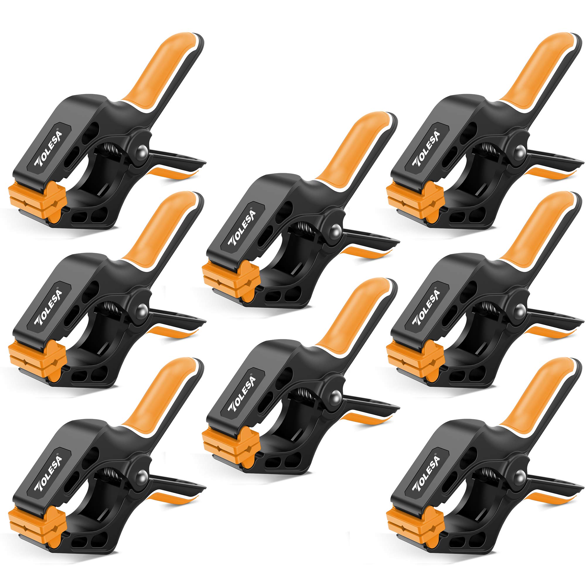 TOLESA 4 Inch Spring Clamps for Woodworking 8PC Large Wood Clamps with 15 Lbs Powerful Clamping Force Reinforced Plastic Nylon Clamps 1.8 Inch Jaw Opening with Heavy Duty Spring for Gluing Crafts