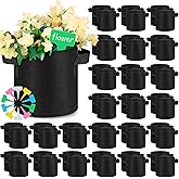 Nuanchu 50 Packs Grow Bags Small Aeration Fabric Pots Nonwoven Garden Bags Grow Pots Planter with 50 Pcs Plant Labels for Indoor Outdoor Plant Flower Planting Vegetable Growing (2 Gallon)
