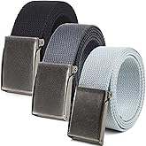 Mile High Life Canvas Web Belt | Cut to Fit Up to 52" | Flip-Top Matte Silver Nickel Buckle 12 Colors