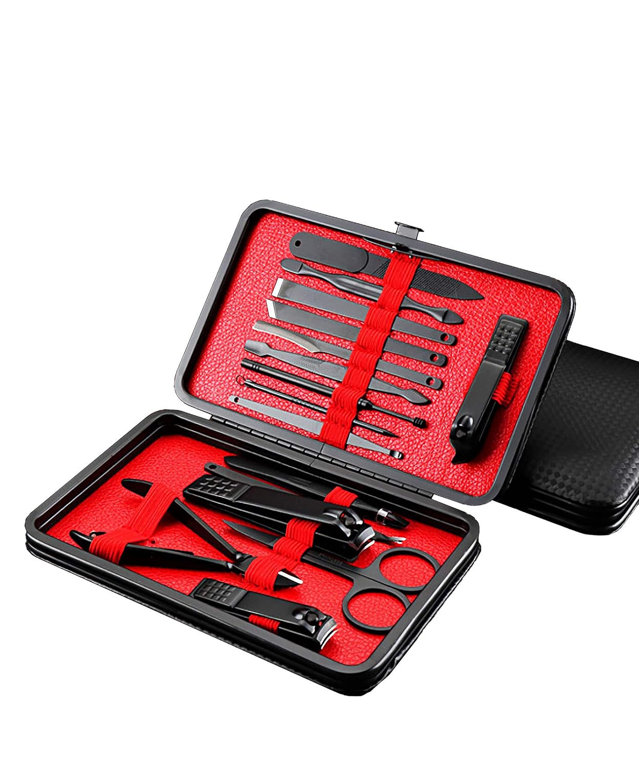 Manicure Set High Precisio Stainless Steel Nail Cutter Pedicure Kit Nail File Sharp Nail Scissors and Clipper Pedicure Kit Fingernails & Toenails with with Black Leather Travel Portable stylish case : Beauty