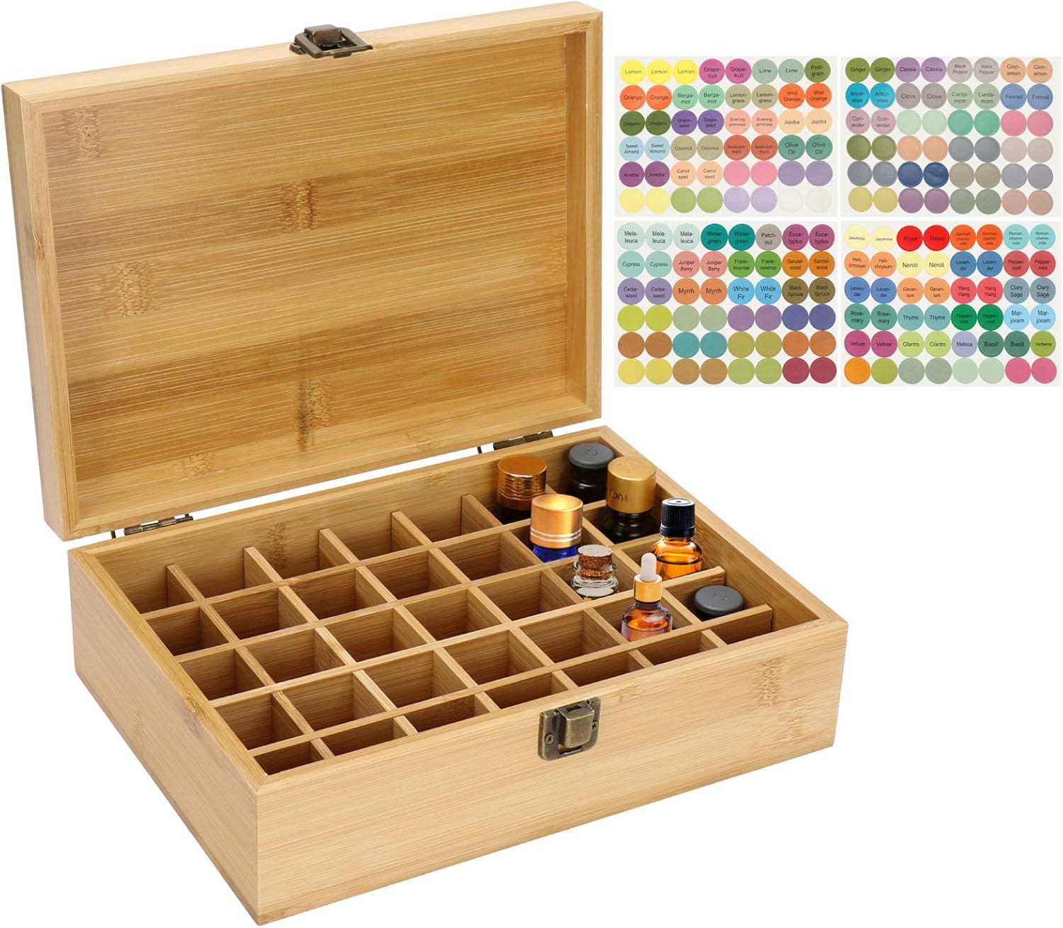 VolksRose Essential Oil Box Organizer, Premium Multi-Tray Essential Oils Storage Container Holds 35 Bottles, Natural Bamboo Aromatherapy Holder Carrying Case (5mL - 20mL) #ob13