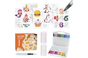 FLYINTOYS 76 Pcs Magic Foam Texture Painting Kit, Magical 3D Effect Texture Painting Kit. Including 25 Pcs Foam Texture Paper and 24 Colorpen