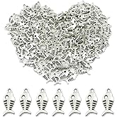 Yooqferno 150Pcs Fish Bone Charm Alloy Fish Charm Ocean Animal Pendants 14×7×2mm Silver Fishbone Pendants with Loop for Jewelry Making Bracelets Necklace Dangle Earring Bag Keychain Decoration