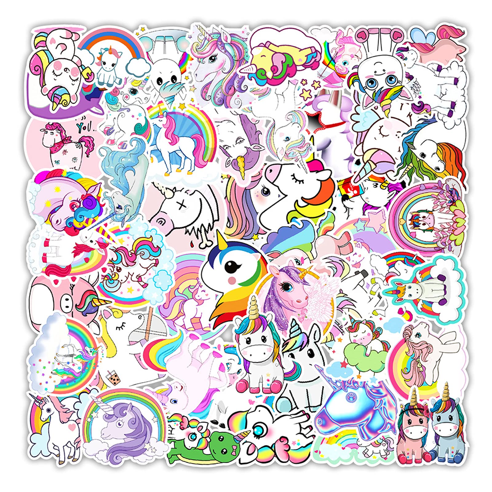 Pack of 100 Unicorn Sticker Set Yutou VSCO Sticker Waterproof Vinyl Graffiti Aesthetic Sticker Set Trend Sticker for Snowboard Motorcycle Bicycle Phone Laptop Computer DIY