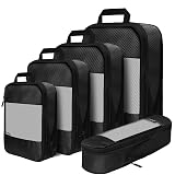 Compression Packing Cubes for Suitcases,5 Set Travel Essentials, Lightweight Luggage Organizer Bags, Travel Cubes for Carry on(Black)