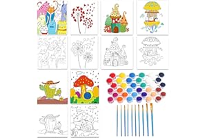 AOSEMILI Predrawn Painting Canvas for Kids Pre Drawn Canvas to Paint for Kid Girls Boys- 6Pcs 8x10in Predrawn Art Canvases with Design Picture to Paint for Ages 6+ Kids Christmas Valentines Party Gifts