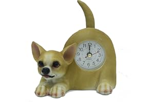 AEI AIE Chihuahua Desk Clock with Wagging Tail GF96 6" Wx5 H (Chihuahua)