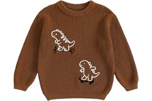 WZTYYDS Toddler Kids Baby Boy Fall Sweater Clothes 2T 3T 4T Loose Fit Dinosaur Ribbed Long Sleeve Knitted Winter Tops