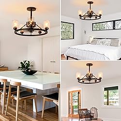 KINGTORO 24" Chandelier Ceiling Fans with Lights