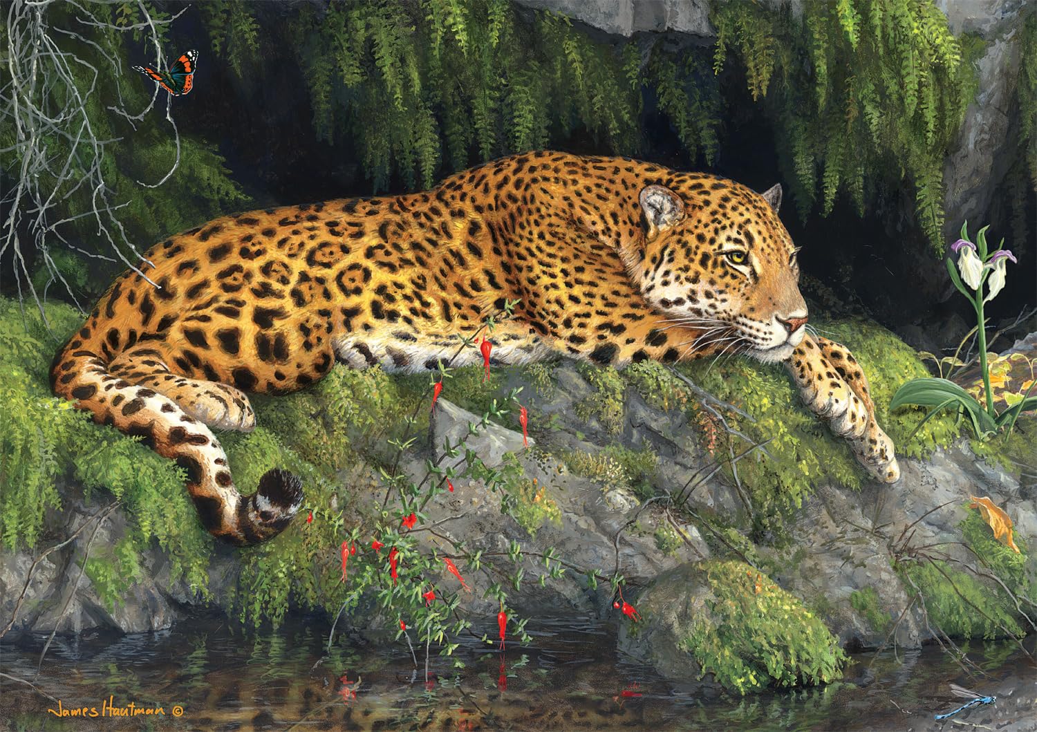 Buffalo Games - Hautman Brothers - Jaguar and Butterfly - 300 Piece Jigsaw Puzzle for Adults Ages 14 and Up Challenging Puzzle Perfect for Game Nights