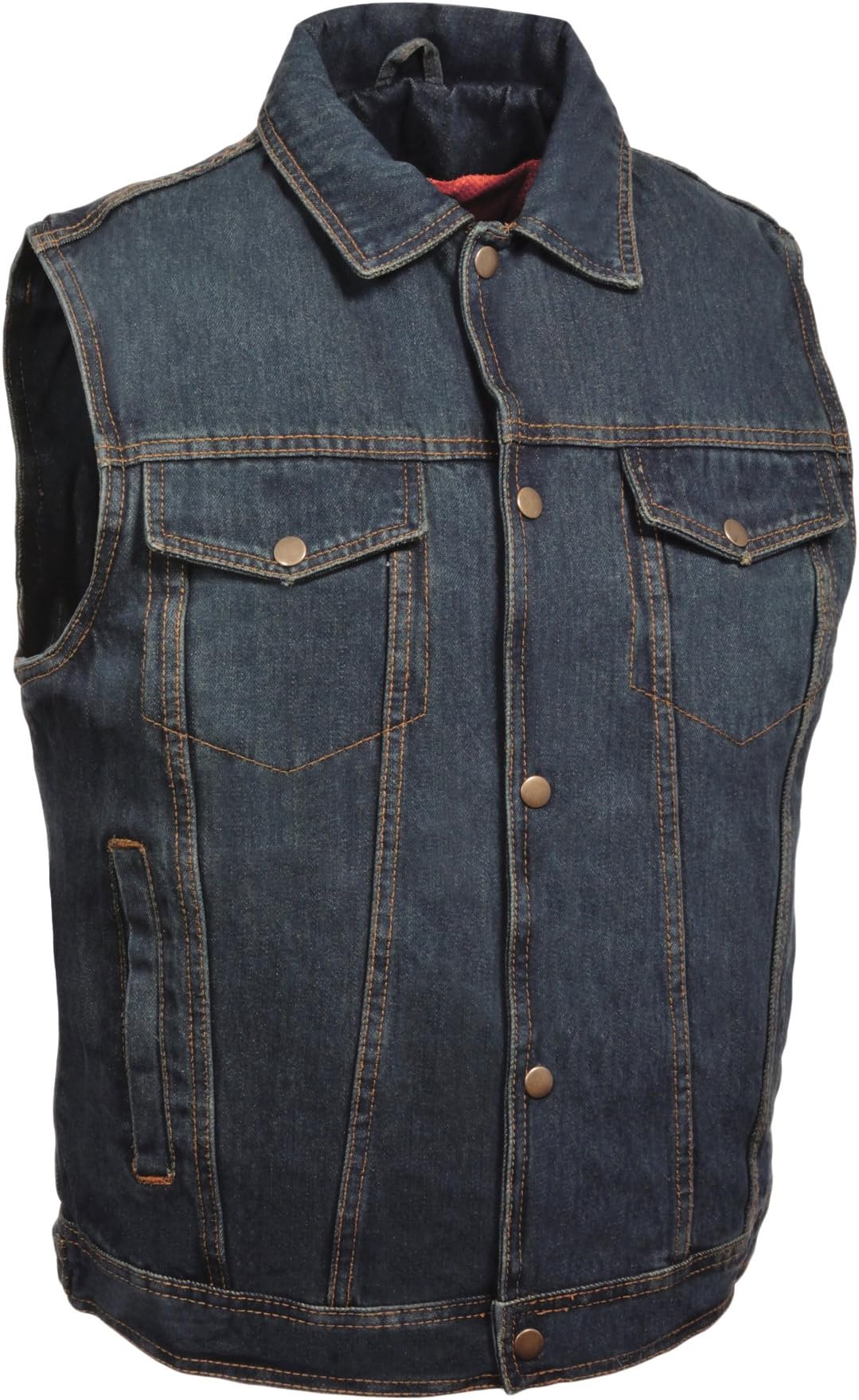 Milwaukee LeatherDM1331 Men's Black Snap Front Denim Vest with Shirt Style Collar