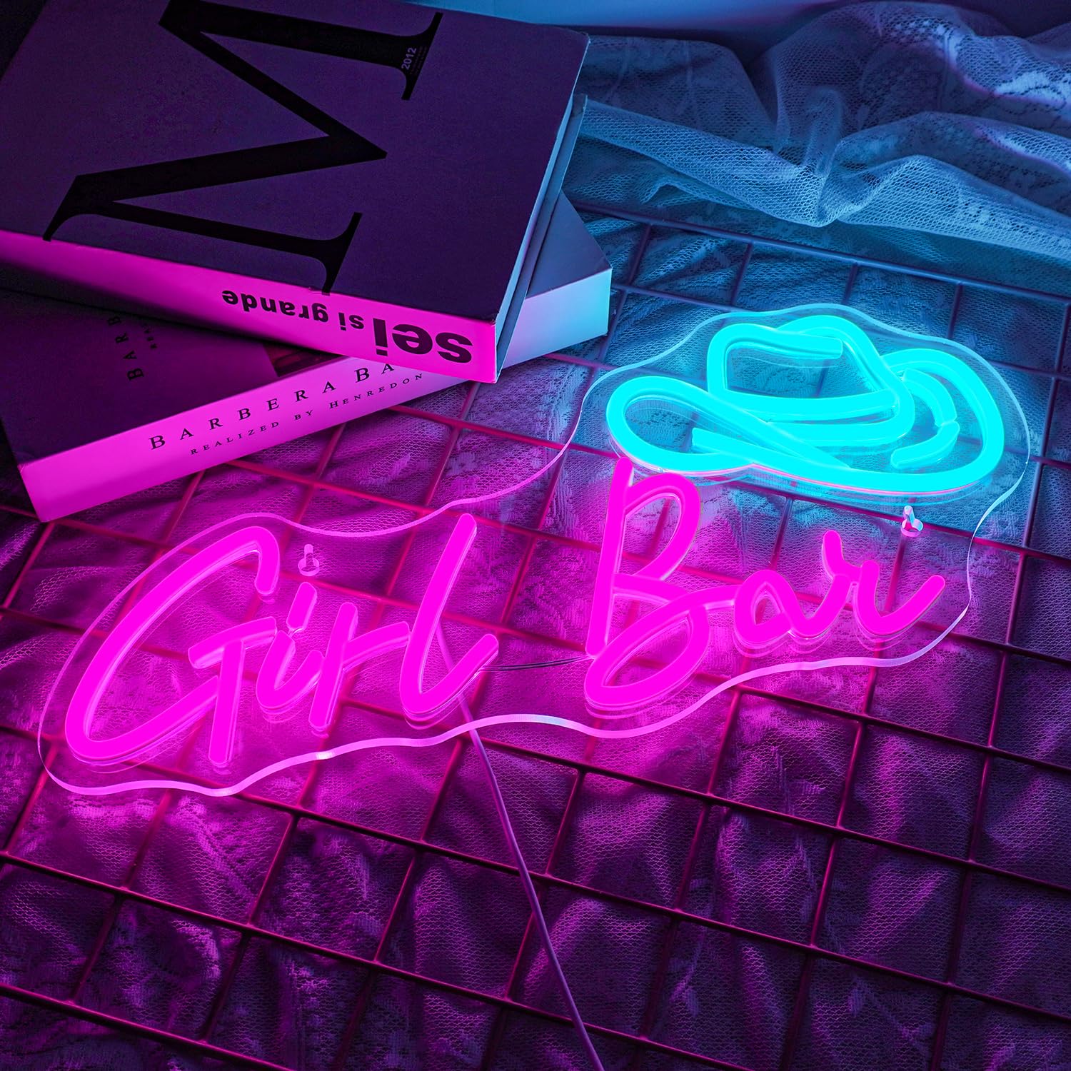 NOXET Girl's Bar Neon Sign Neon Lights Girl's Bar Neon Lights with Dimmable Luminous Sign Neon Pink Neon Sign for Bar Cafe Recreation Room Party Bedroom Game Room Wall Decor