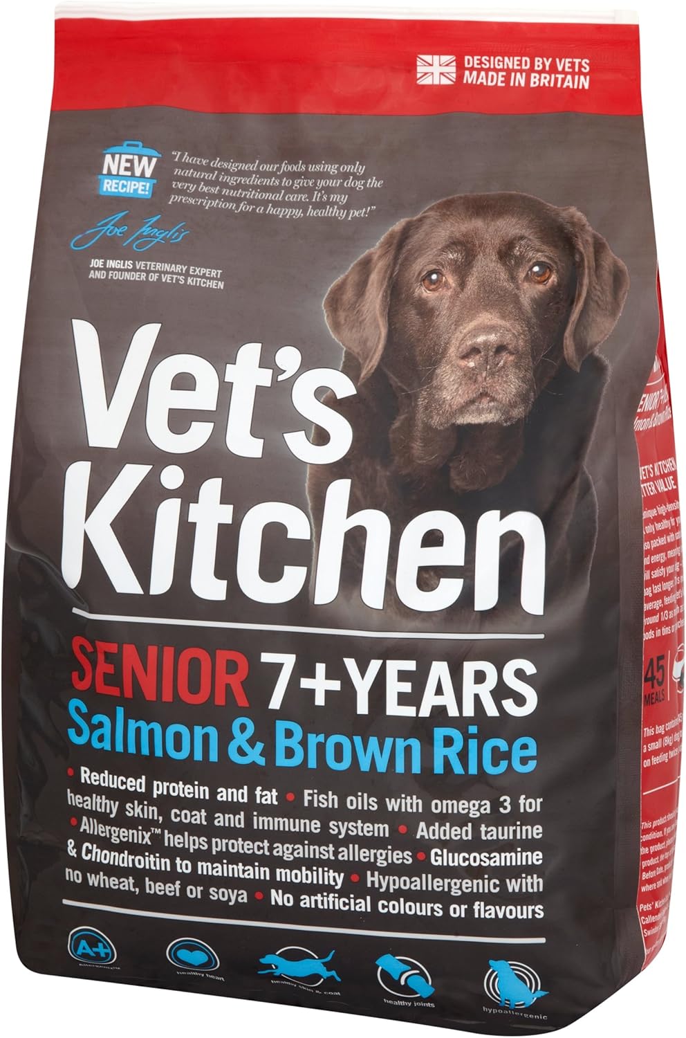 Vet's Kitchen Dry Dog Food Senior Salmon & Brown Rice Protect & Care 3kg, 3 kg (Pack of 1) - Image 5