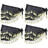 FeelfunFeather Belly Dance Hip Scarf Women's Tie Waist Wrap 128 Coin Skirt | Belly Dance Performance Parties Rave Halloween