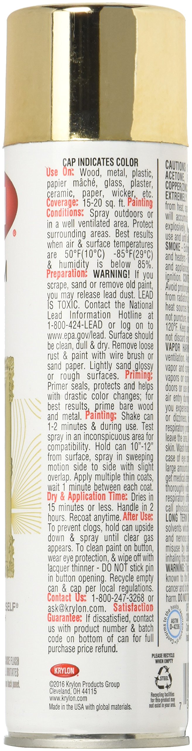 Krylon K01000A07 Premium Metallic Spray Paint, 18K Gold 8oz Buy Online in UAE. Hi Products