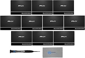 PNY CS900 240GB 2.5” Sata III Internal Solid State Drive (SSD) Ten Pack (SSD7CS900-240-RB) Bundle with (1) Everything But Stromboli Magnetic Screwdriver and (1) Microfiber Cloth