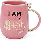 Hendson 50th Birthday Gifts for Women - Funny Turning 50 Year Old Birthday Gift Ideas for Wife, Mom, Daughter, Sister, Aunt, Best Friends, BFF, Coworkers - Coffee Cup, 13oz Pink Amethyst Series