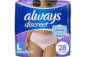 Always Discreet Adult Incontinence Underwear for Women and Postpartum Underwear, Size L, Up to 100% Bladder Leak Protection, 