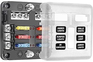 Selvora 12V Fuse Block, 6-Way Blade Fuse Box ATO/ATC with LED Indicators Fit for DC 12-24V Automotive Marine Boat Car Truck R