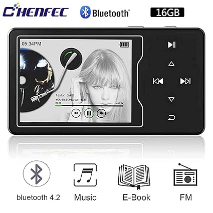 ChenFec 16GB Bluetooth MP3-Player verlustfreie Sound-Musik-Player mit eingebautem Lautsprecher Metall Body 2.4in High-Definit