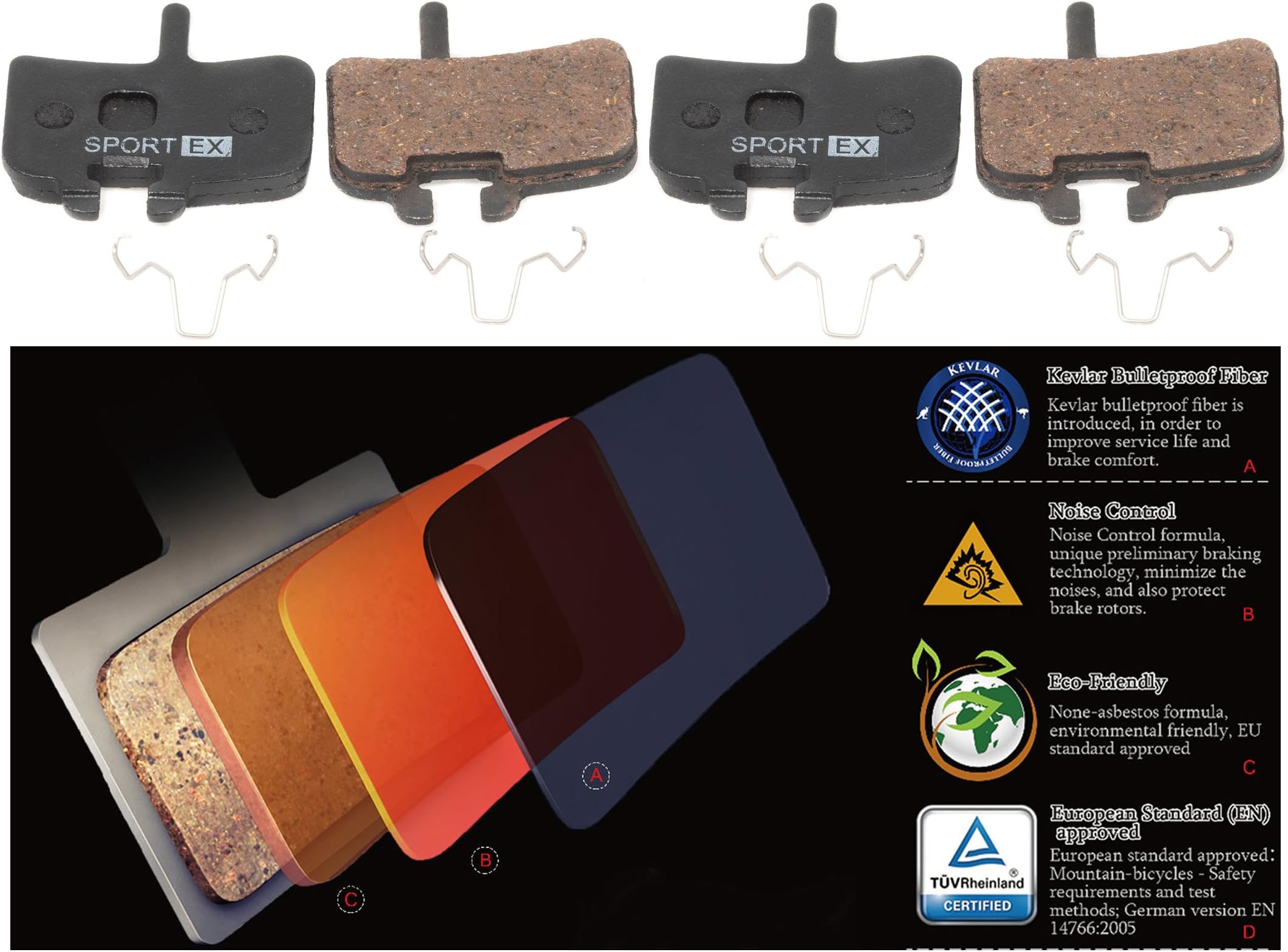 Cooma 2 Pairs |Hayes Nine HFX HFX9 Mag Plus HFX Mag HD HFX9 Carbon MX1 Promax Imperial DX04 Replacement Brake Pads Provide Noise Control, Smooth Braking, Resin semi-Metallic