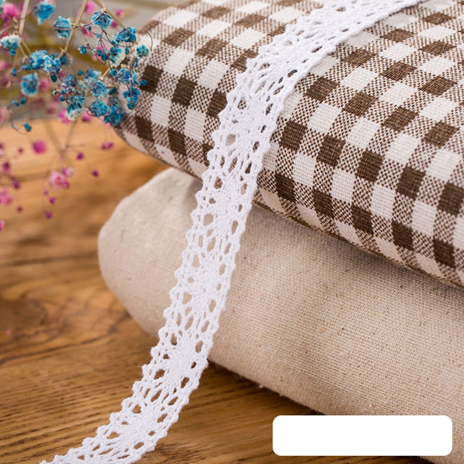 DAHI 26m White Lace Trim Lace Ribbon Cotton Crochet Edge Trims Ribbon lace Fabric Trims for Sewing Crafts Wedding Decoration Gift Wrapping(White-B)