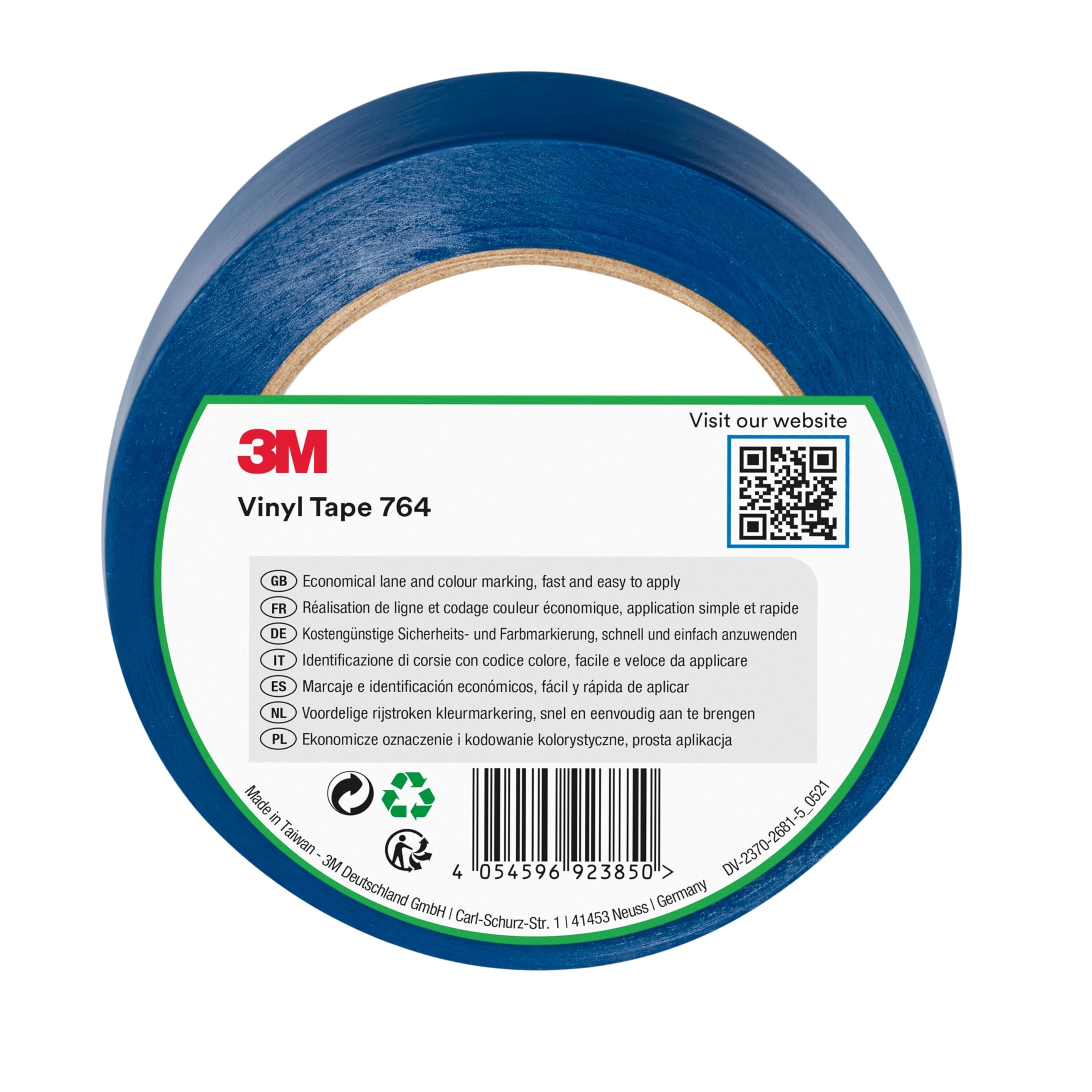 3M General Purpose Vinyl Tape 764i, 50 mm x 33 m, Blue