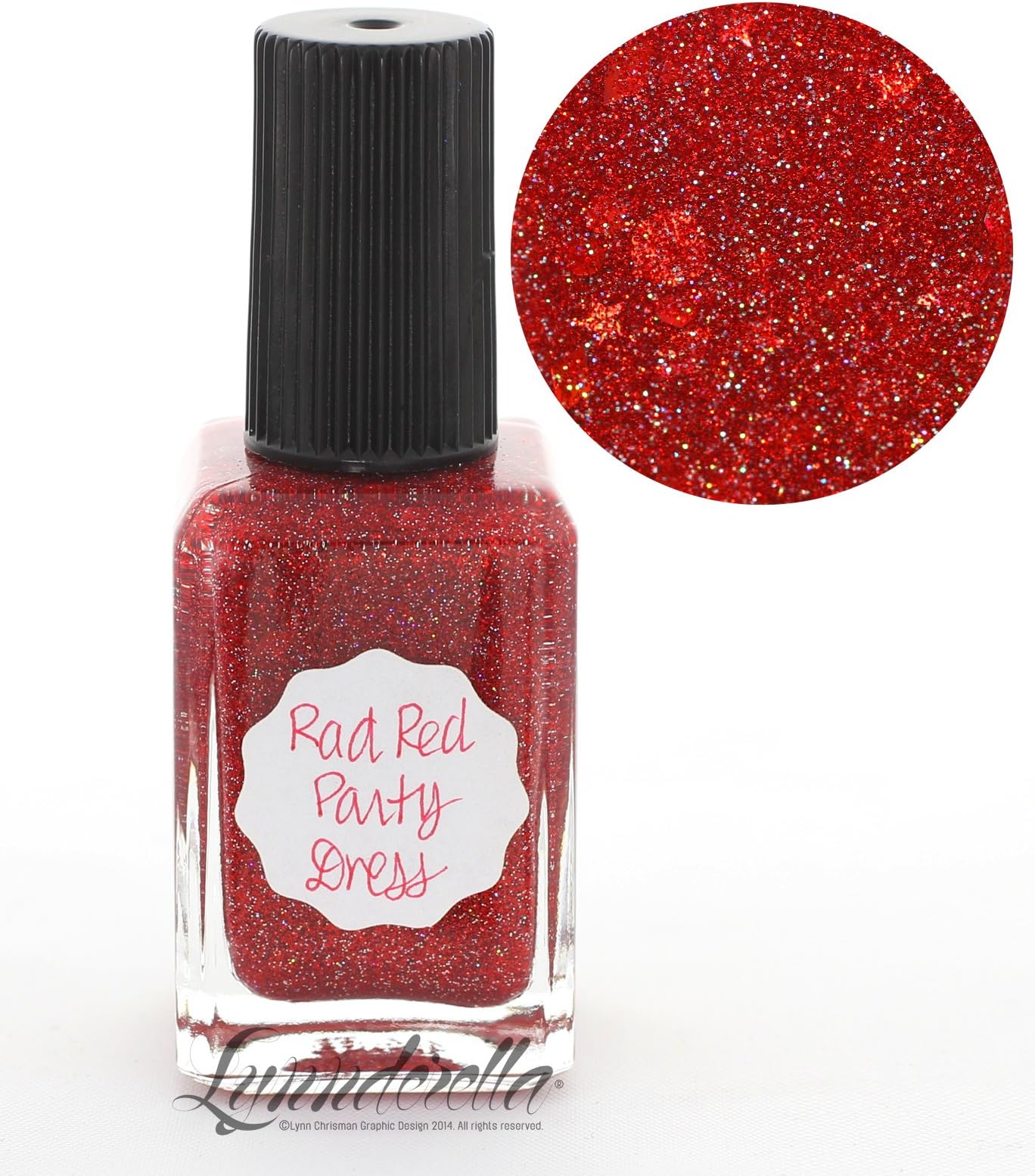 Lynnderella Red Holographic Micro Glitter Nail Polish—Rad Red Party Dress