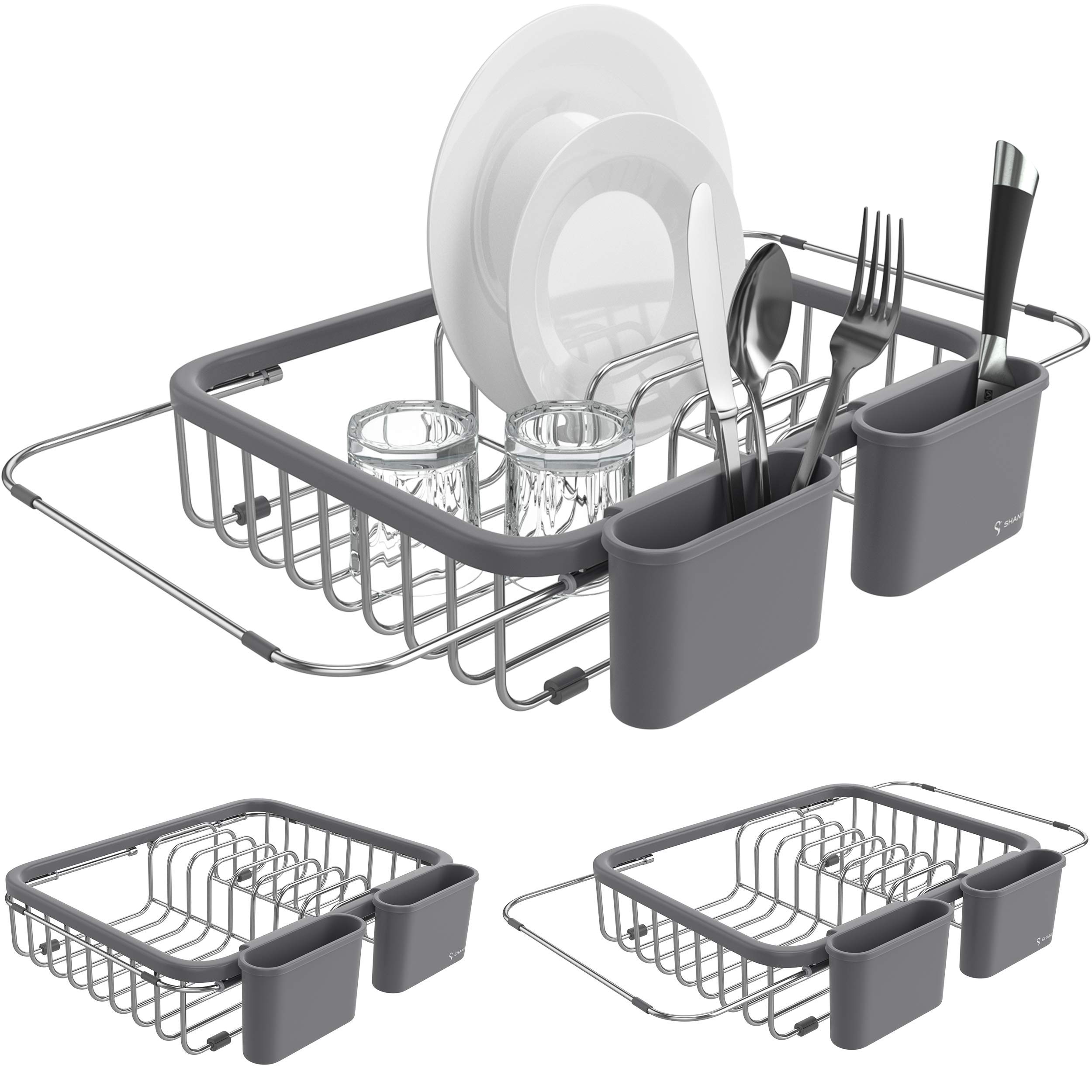 Expandable Draining Dish Rack Over Sink Dish Drainer, Sponge Rack with Two New eBay