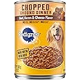PEDIGREE CHOPPED GROUND DINNER Adult Canned Soft Wet Dog Food Beef, Bacon & Cheese Flavor, 22 oz. Cans (Pack of 12)