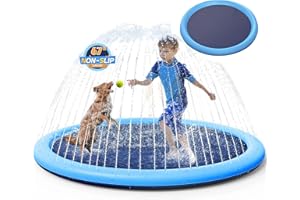 ESON CASA Dog Splash Pad for Kids and Pets, 67" Non-Slip Thicken Sprinkler Pool Summer Water Toys, Funny Outdoor Play Water Mat for Toddlers Girls Boys and Pets Dog