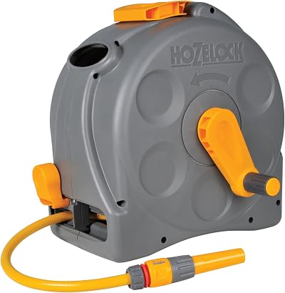Hozelock 2-in-1 Compact Enclosed Hose Reel 25 m Hose and Connectors