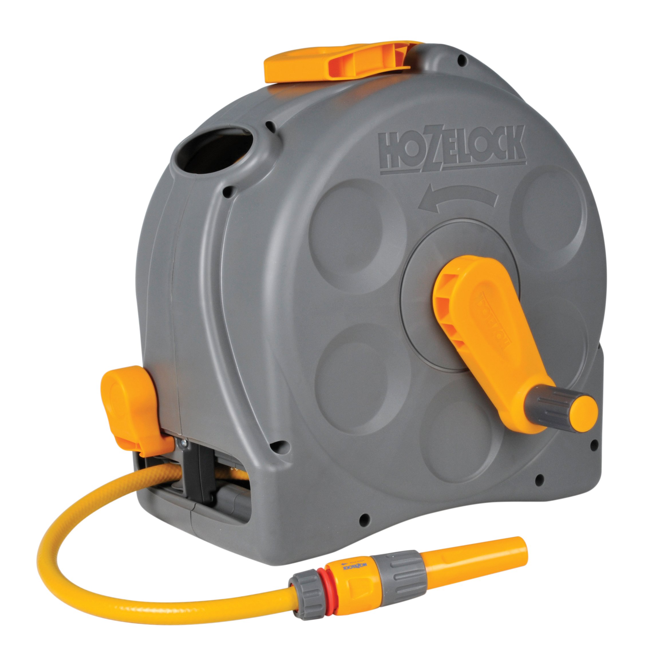 Hozelock 2-in-1 Compact Enclosed Hose Reel with 25 m Hose and Connectors