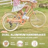 Glerc Missy 24 Inch Girl Cruiser Bike 6-Speed Peach with Basket Rack view 4